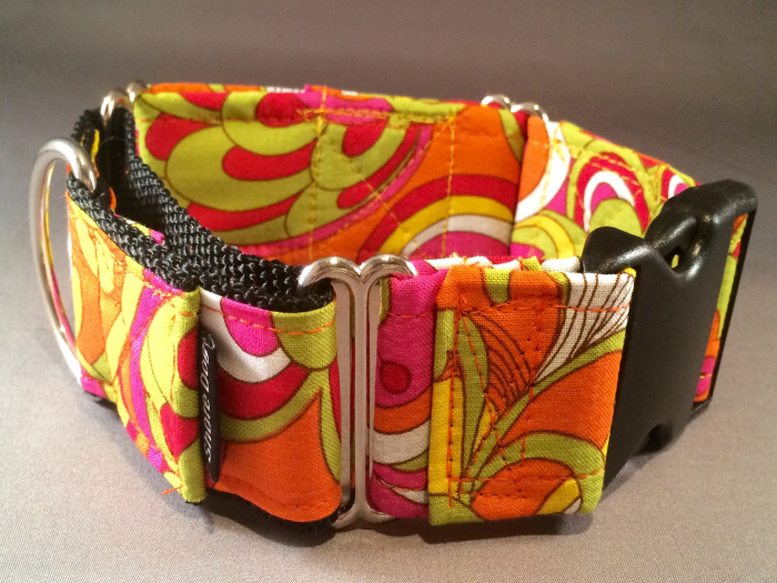 Tropical cool dog collars. Greyhound martingale collars.